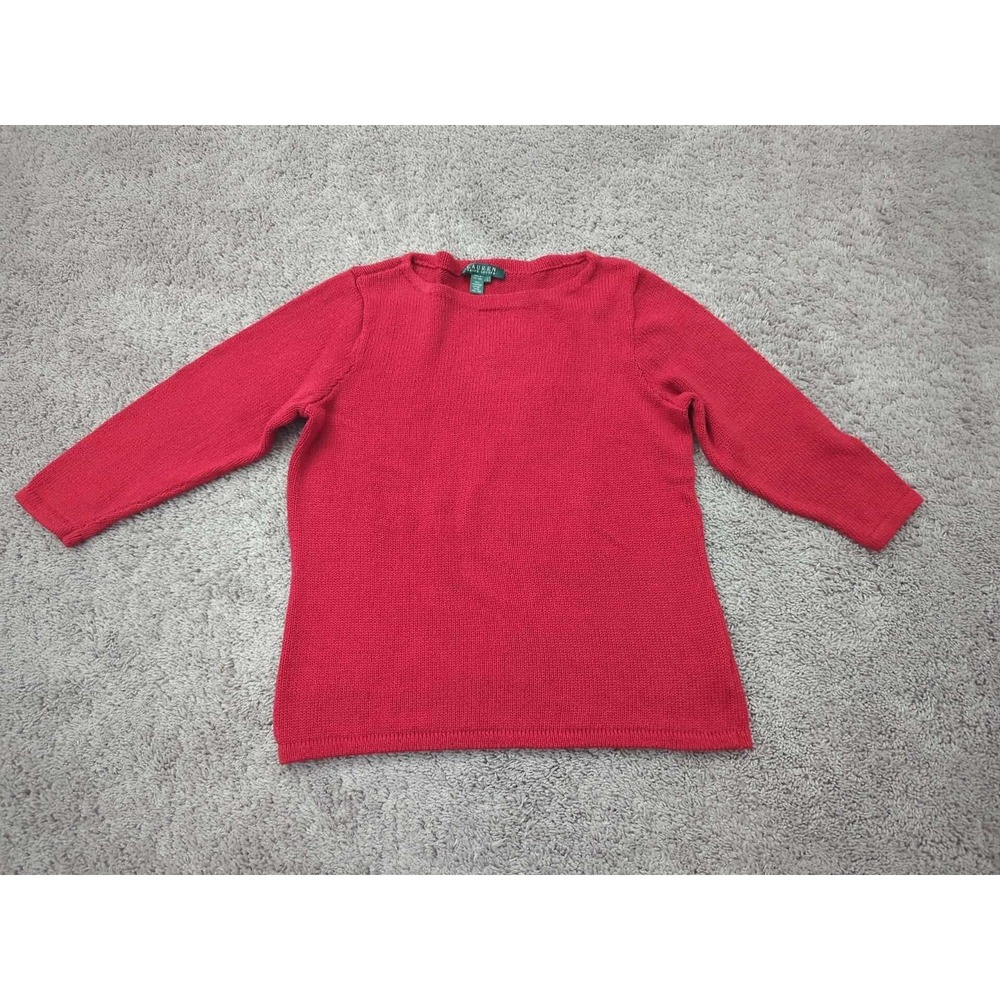 Vintage Lauren Ralph Lauren Sweater Womens Large Crew Neck Red Knit